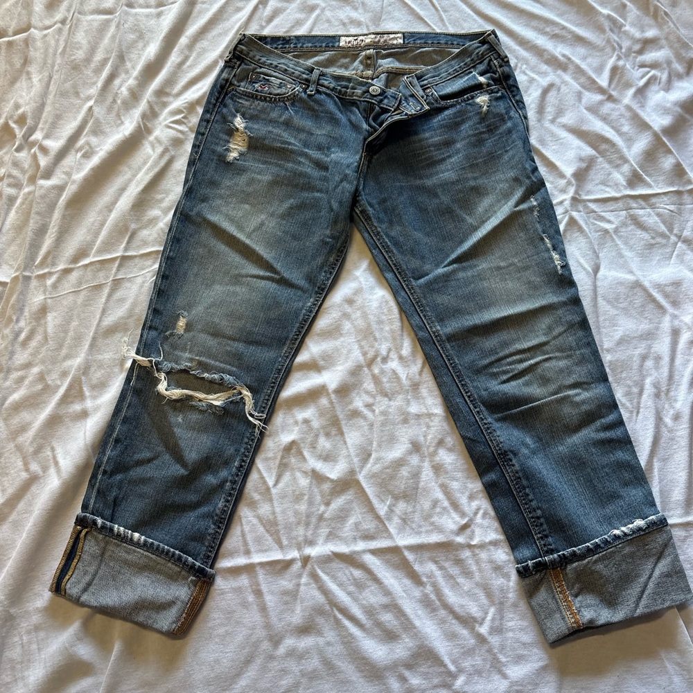 Hollister Dark Blue Distressed Jeans